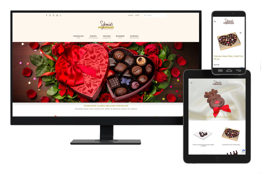 Schmid's of San Clemente Fine Chocolate, Retail Shop, E-commerce Website